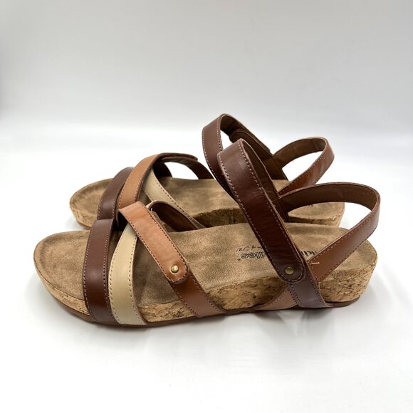 6WW 6XW 6EE Walking Cradles Womens Pool Brown Leather Comfort Sandals Shoes - Picture 6 of 14